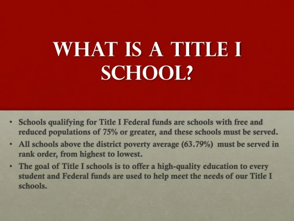 What is a Title I School?