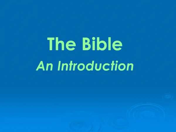 The Bible An Introduction
