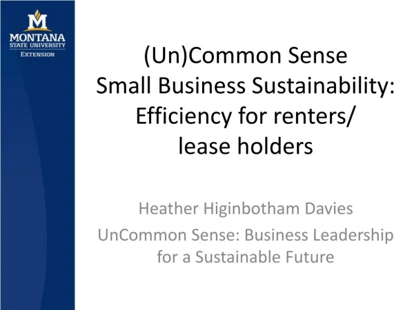 (Un)Common Sense Small Business Sustainability: Efficiency for renters/ lease holders