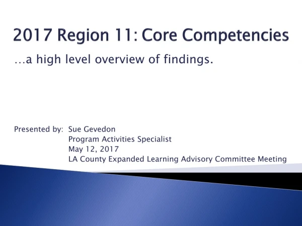 2017 Region 11: Core Competencies