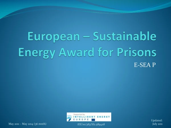 European – Sustainable Energy Award for Prisons