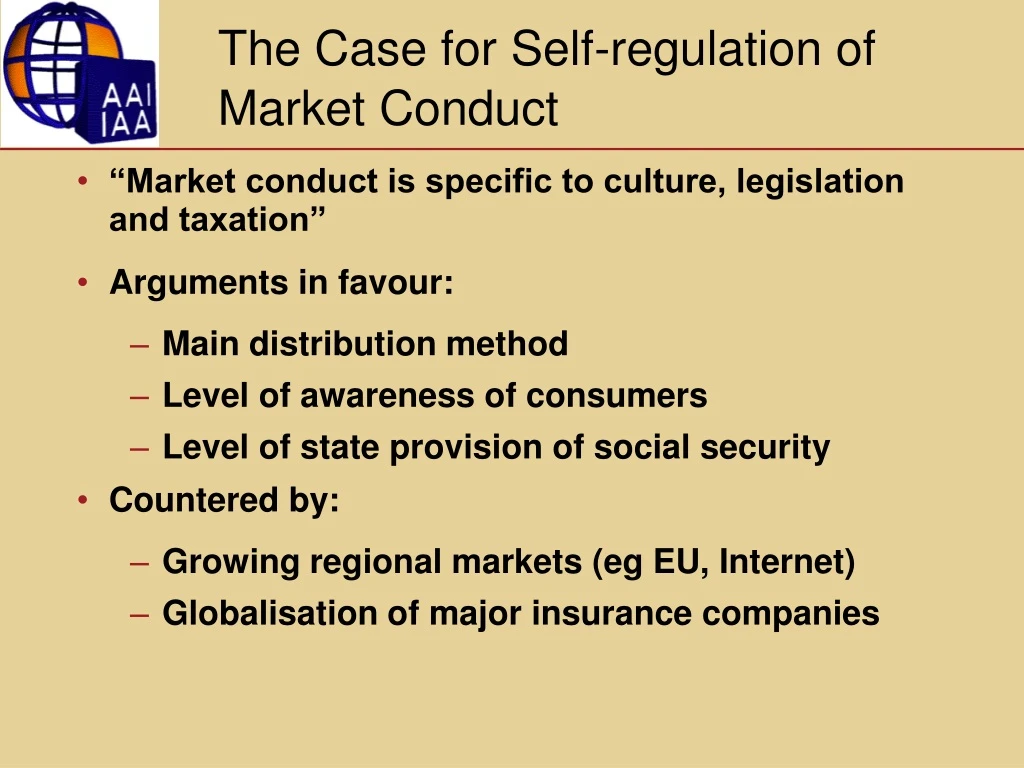 the case for self regulation of market conduct