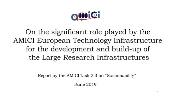 Report by the A M I CI T as k 2 . 3 on “ Sustainabilit y ”