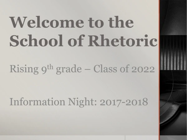 Welcome to the School of Rhetoric