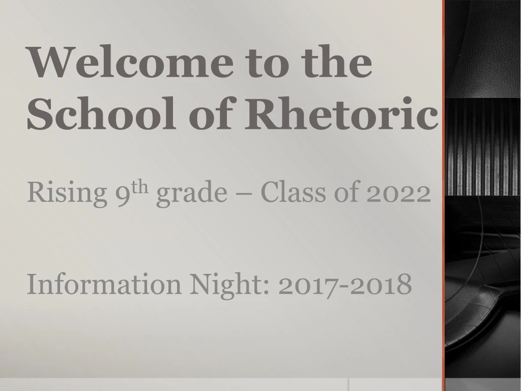 welcome to the school of rhetoric