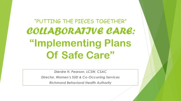 “PUTTING THE PIECES TOGETHER” COLLABORATIVE CARE: “Implementing Plans Of Safe Care”