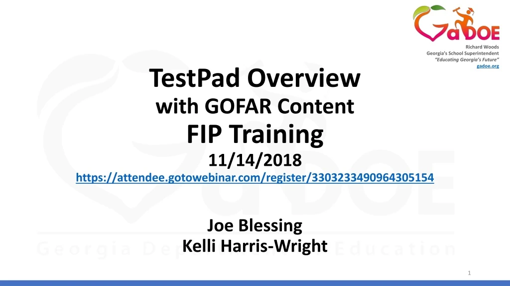 testpad overview with gofar content fip training