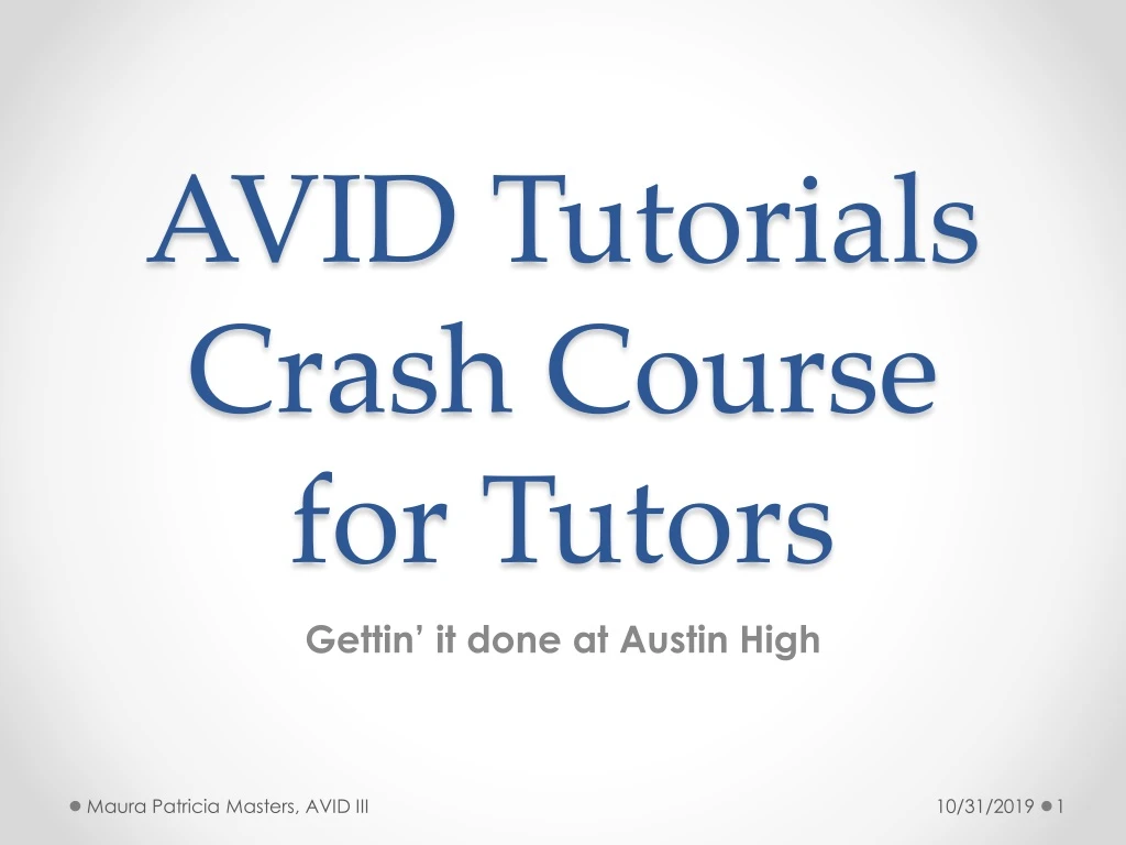 avid tutorials crash course for tutors