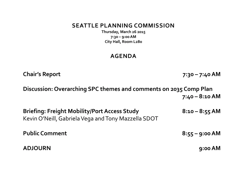 seattle planning commission thursday march