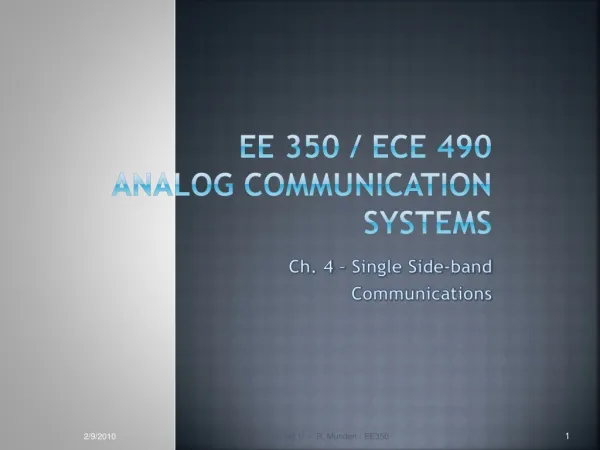 EE 350 / ECE 490 Analog Communication Systems