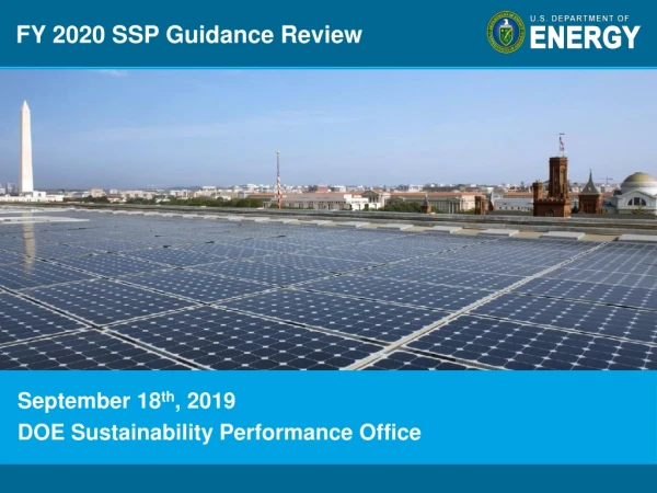September 18 th , 2019 DOE Sustainability Performance Office