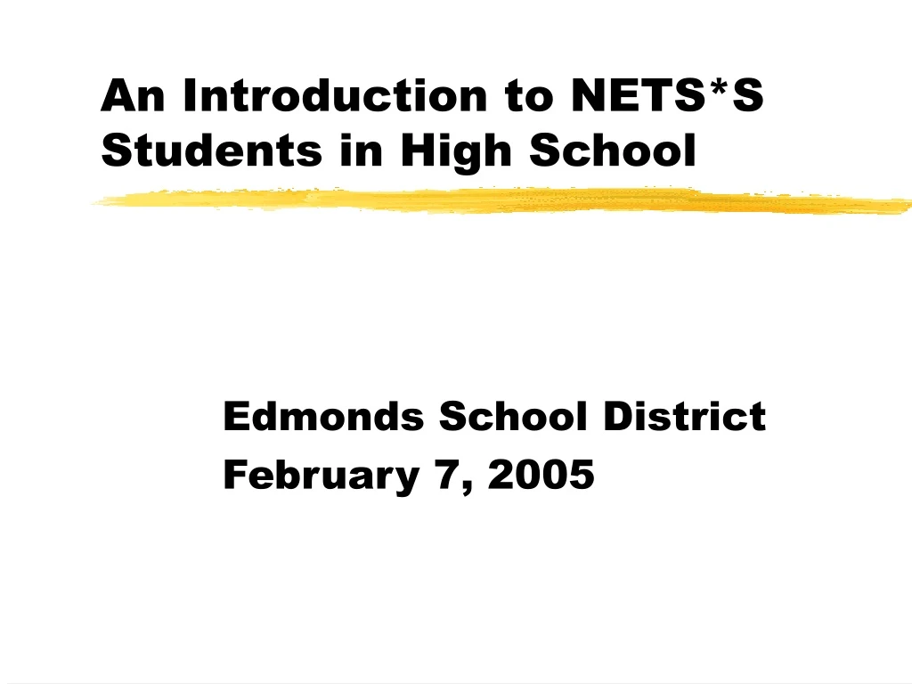 an introduction to nets s students in high school