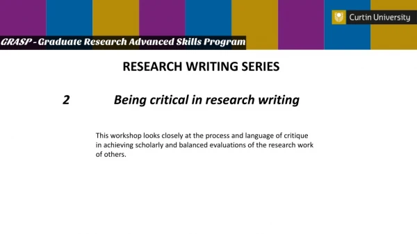 GRASP - Graduate Research Advanced Skills Program