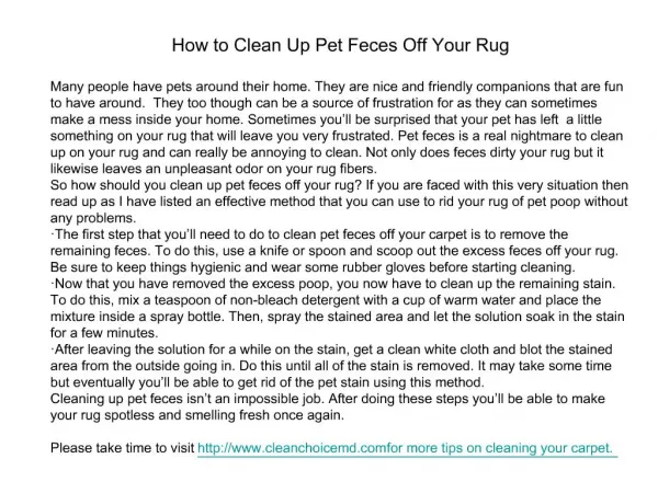 How to Clean Up Pet Feces Off Your Rug