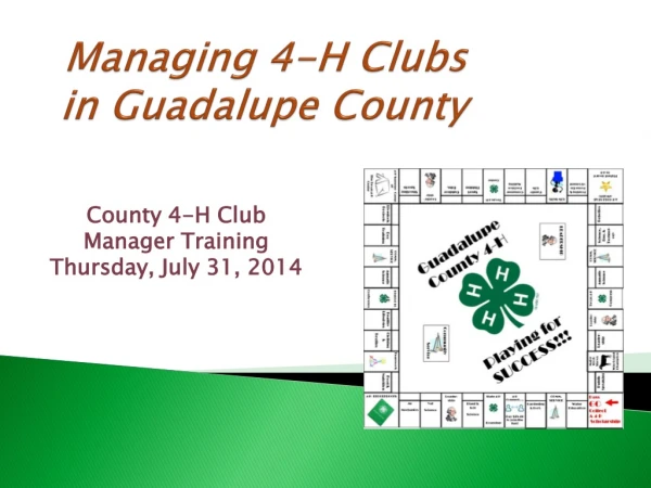 Managing 4-H Clubs in Guadalupe County