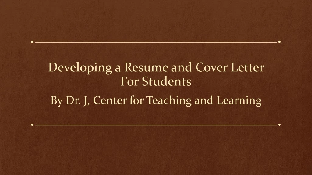 developing a resume and cover letter for students