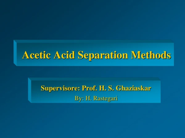 Acetic Acid Separation Methods