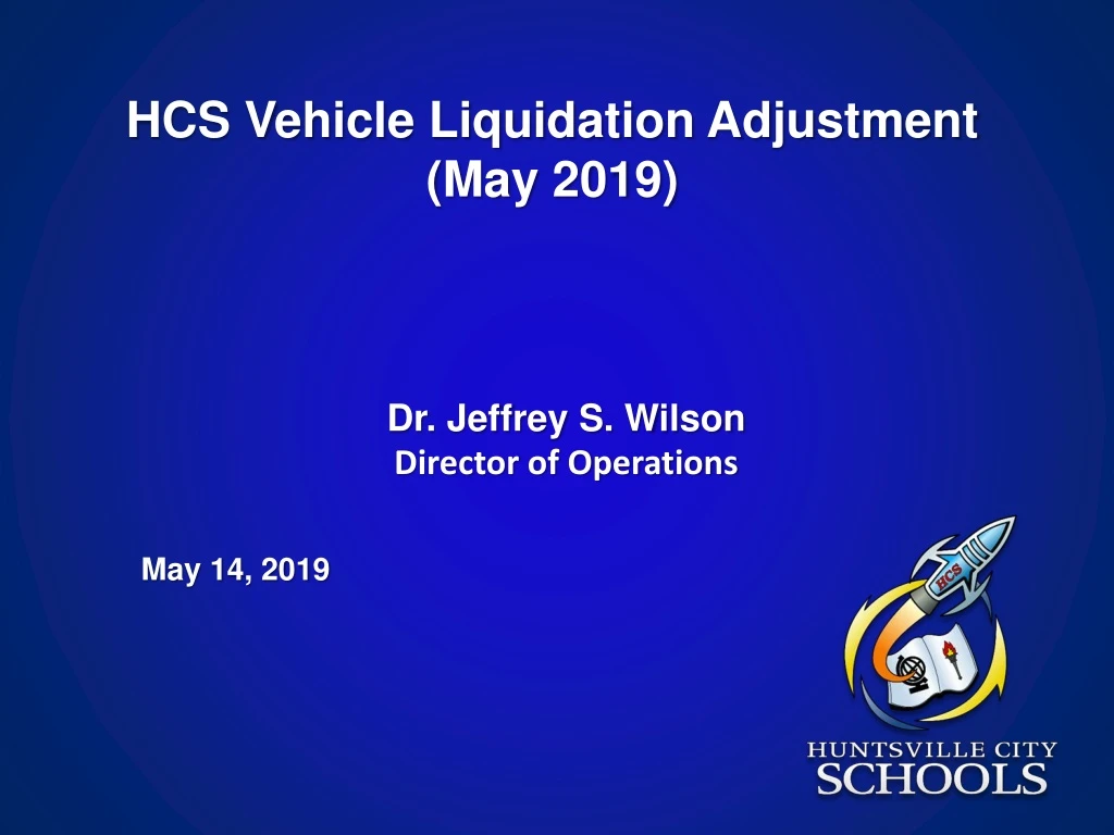 hcs vehicle liquidation adjustment may 2019