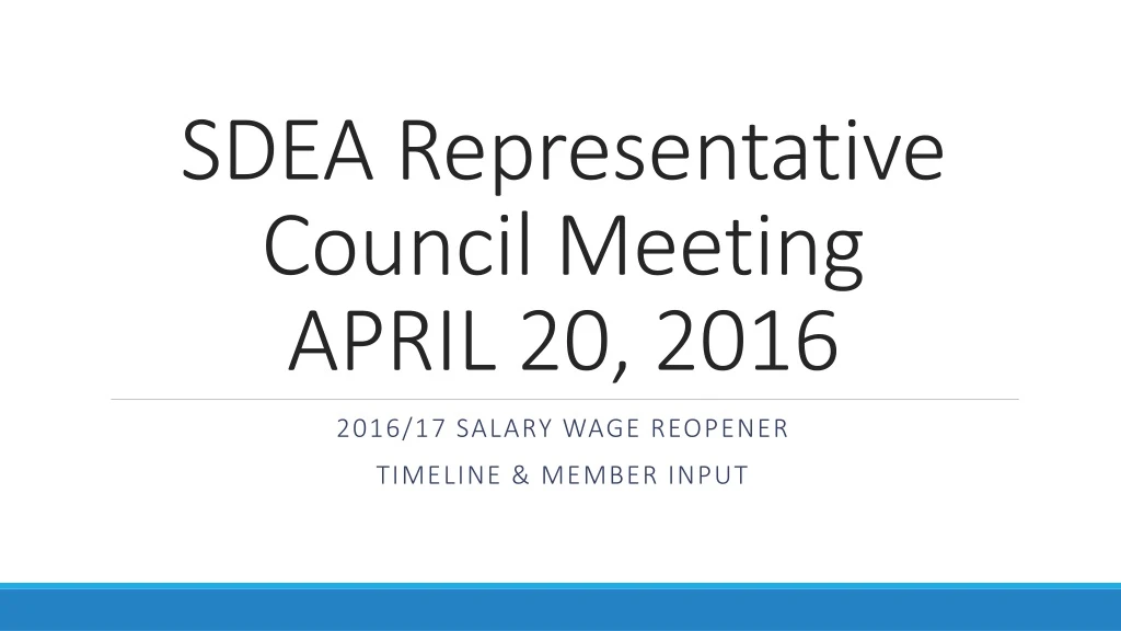 sdea representative council meeting april 20 2016