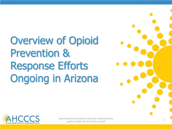 Overview of Opioid Prevention &amp; Response Efforts Ongoing in Arizona