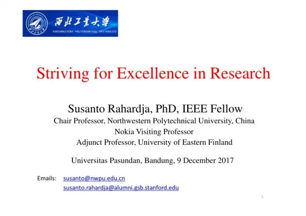 Striving for Excellence in Research