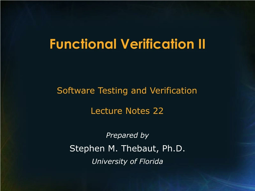 functional verification ii