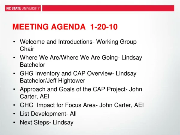 MEETING AGENDA 1-20-10