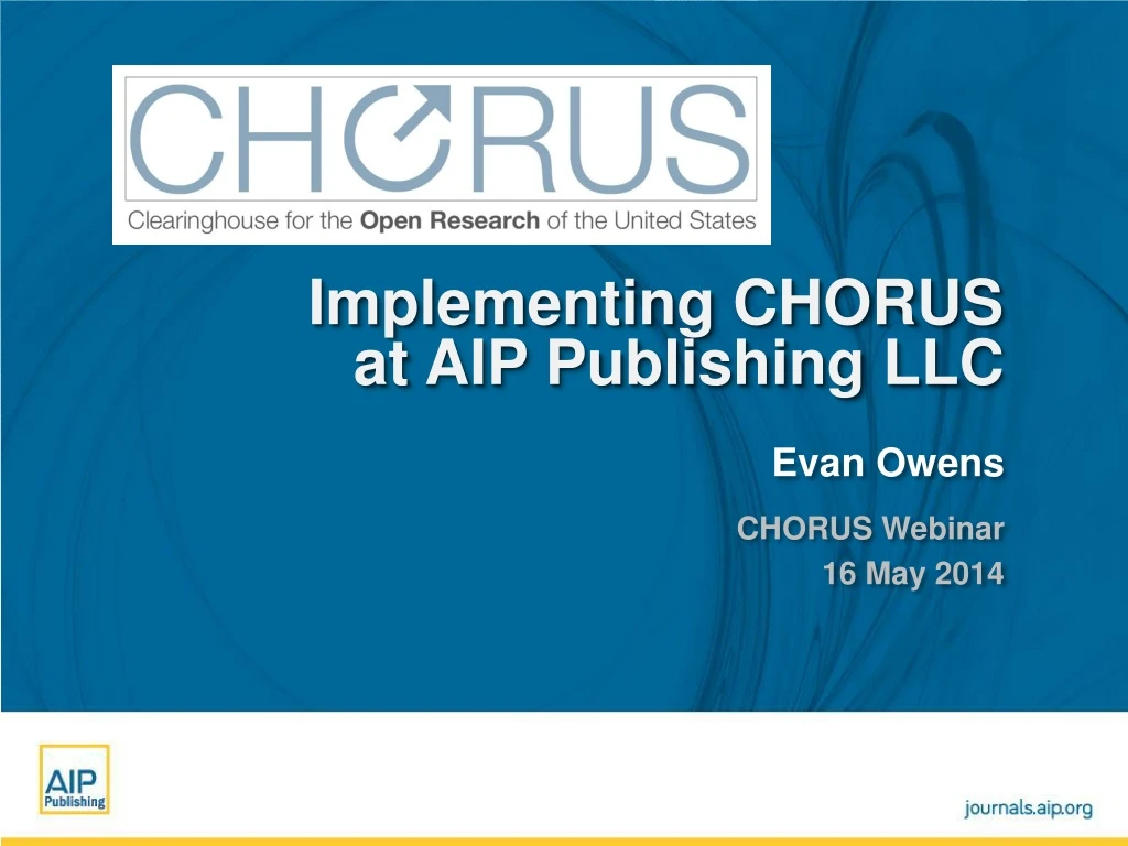 implementing chorus at aip publishing llc