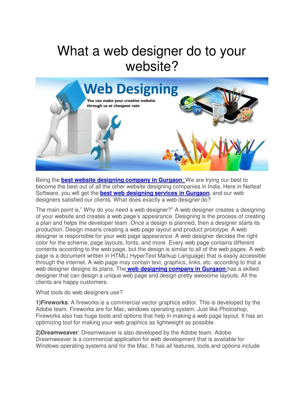 what a web designer do to your website