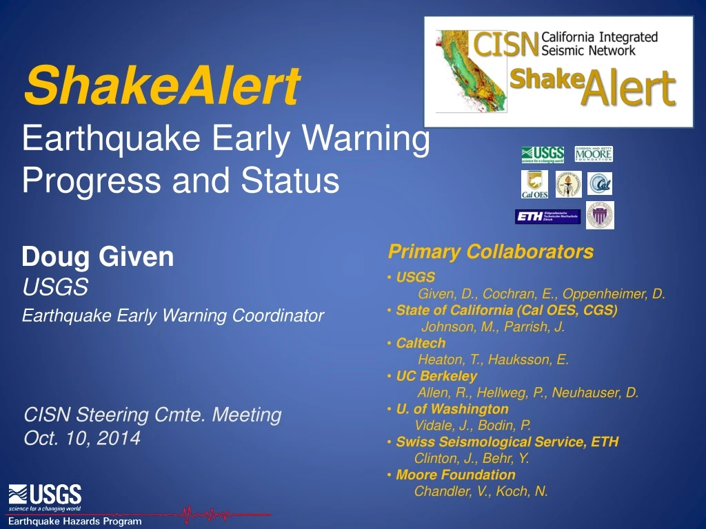 shakealert earthquake early warning progress and status