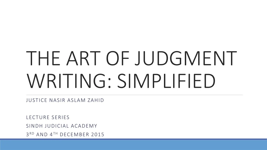 the art of judgment writing simplified