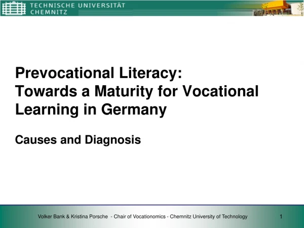 Prevocational Literacy: Towards a Maturity for Vocational Learning in Germany Causes and Diagnosis