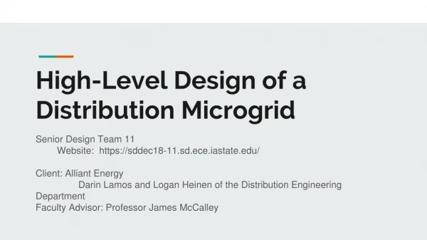 High-Level Design of a Distribution Microgrid