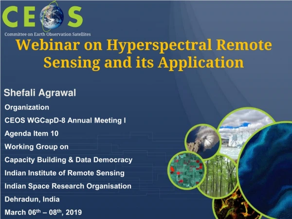 Webinar on Hyperspectral Remote Sensing and its Application