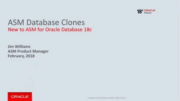 ASM Database Clones New to ASM for Oracle Database 18c