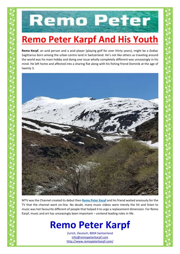 Remo Peter Karpf And His Youth