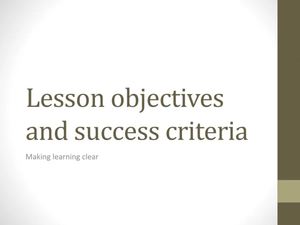 Lesson objectives and success criteria