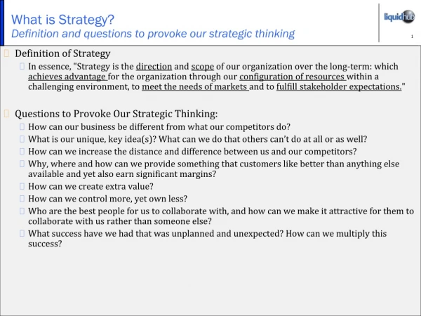 What is Strategy? Definition and questions to provoke our strategic thinking