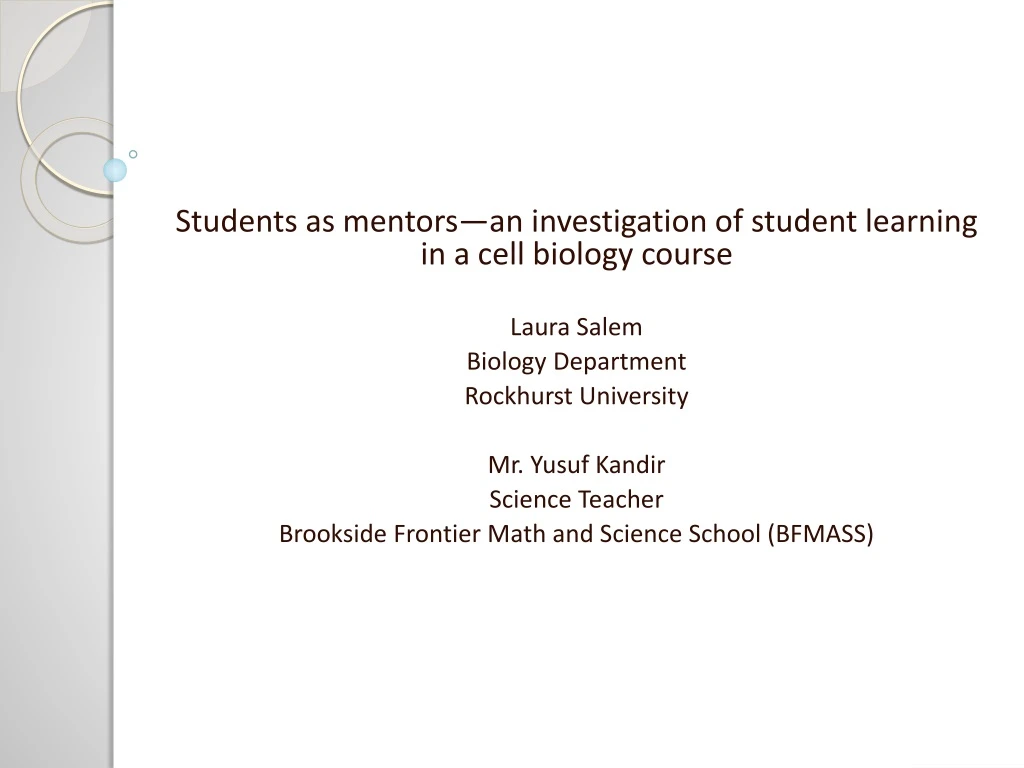 students as mentors an investigation of student