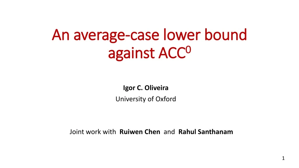 an average case lower bound against acc 0