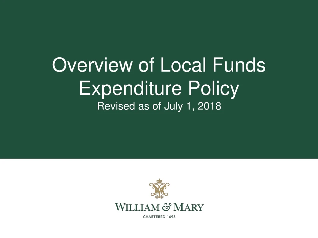 overview of local funds expenditure policy revised as of july 1 2018