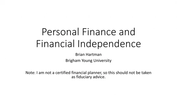 Personal Finance and Financial Independence