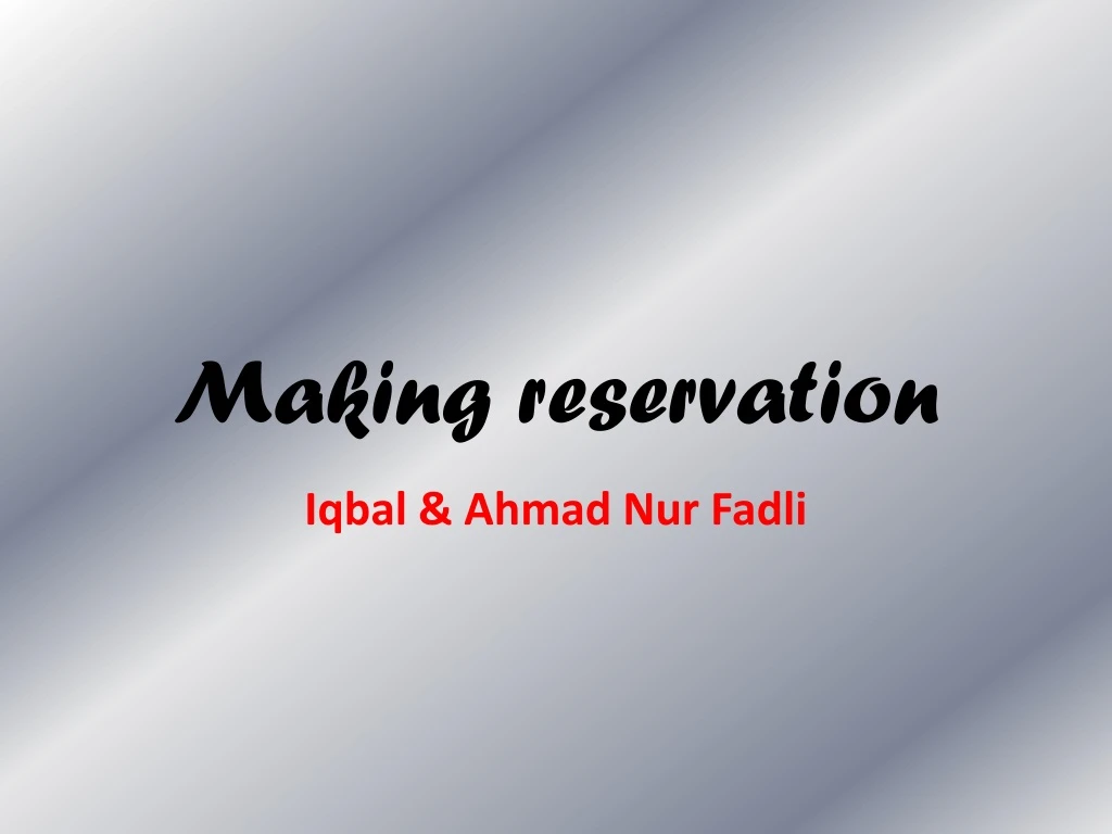 making reservation