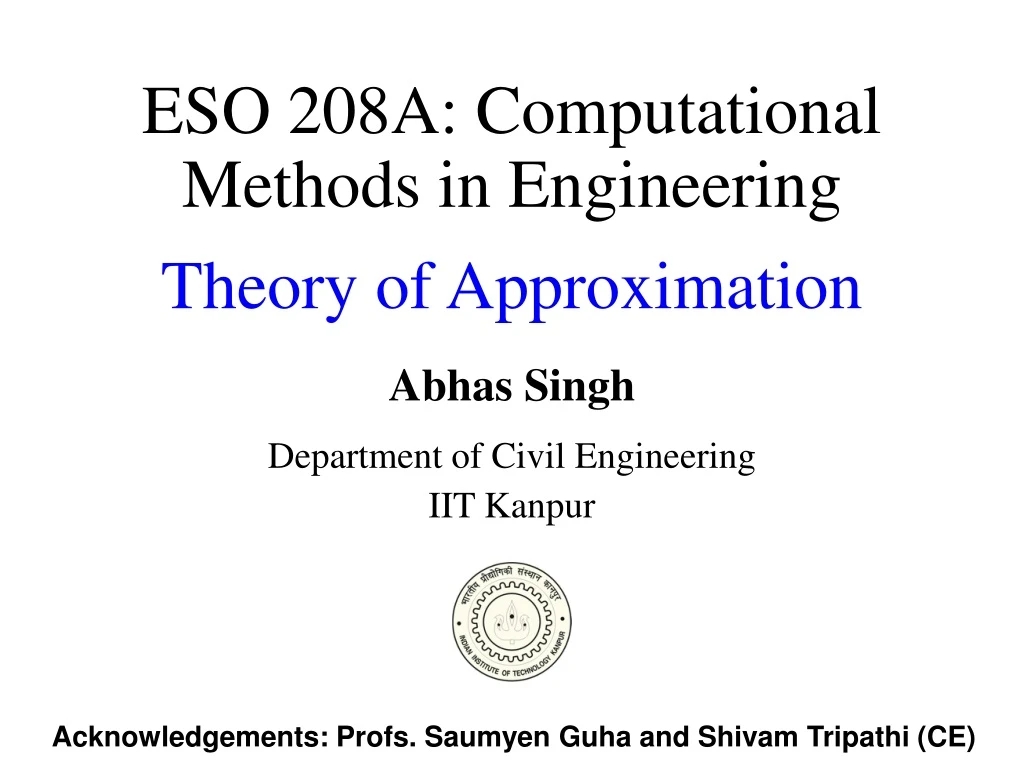 eso 208a computational methods in engineering theory of approximation