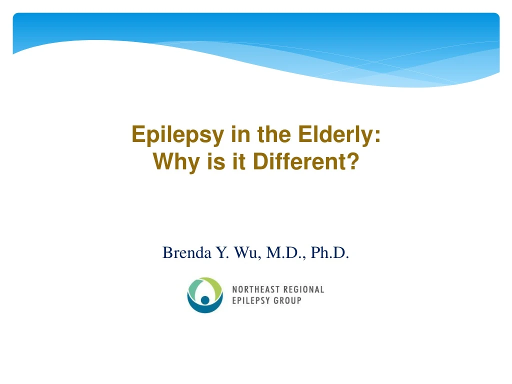 epilepsy in the elderly why is it different