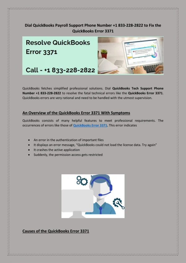 QuickBooks Payroll Support Phone Number 1 833-228-2822