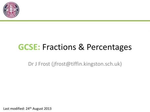 GCSE: Fractions &amp; Percentages