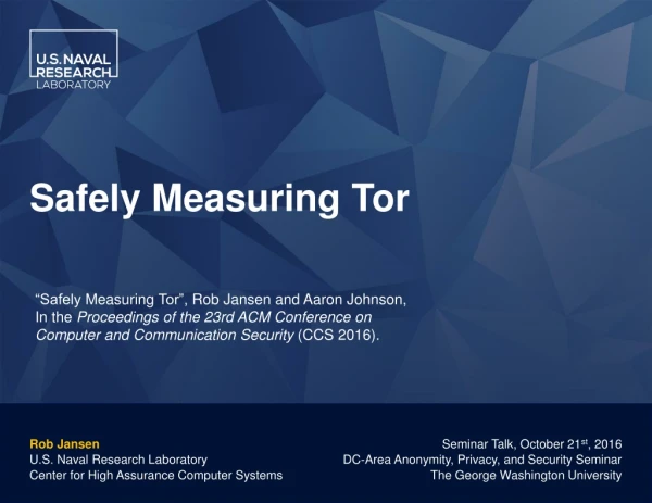 Safely Measuring Tor