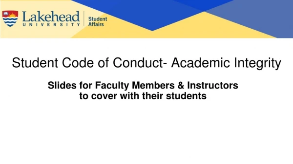 Student Code of Conduct- Academic Integrity