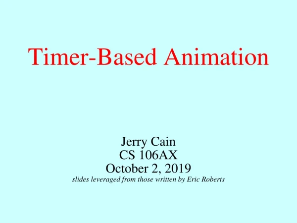 Timer-Based Animation